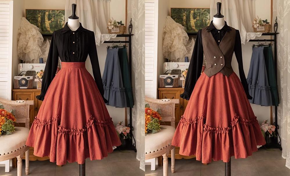 Forest Wardrobe - Forest Basket - Elegant Lolita Skirt Retro Classic Petal Swing Skirt