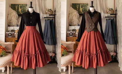 Forest Wardrobe - Forest Basket - Elegant Lolita Skirt Retro Classic Petal Swing Skirt