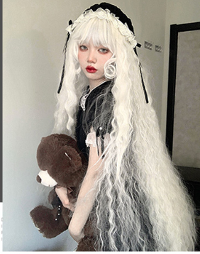 PippiPalace - White Moonlight - Elegant Long White Curly Lolita Wig