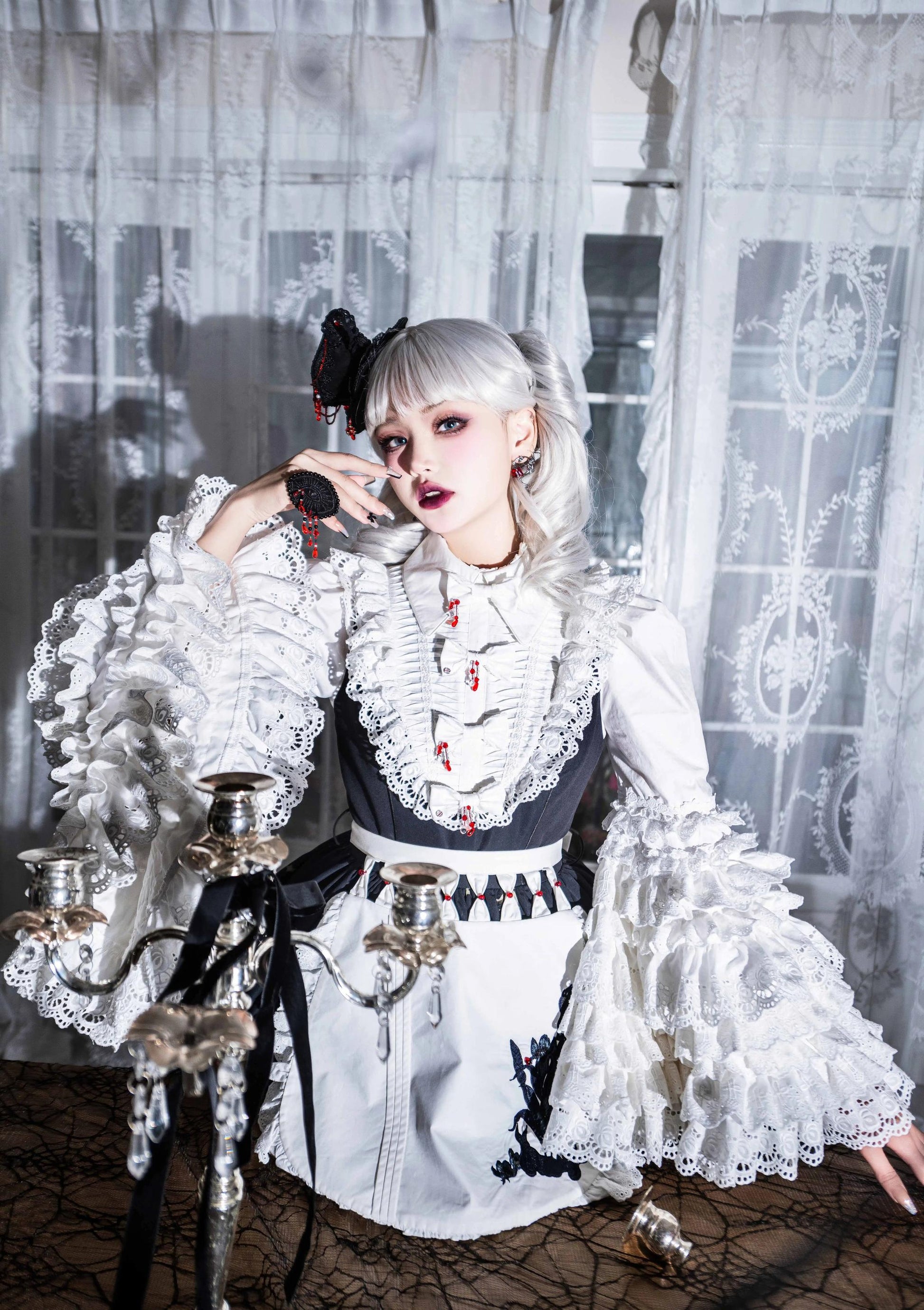Dark Circle Clinic - Barbara Manor Night - Gothic Lolita JSK Pleated Floral Print Lolita Dress