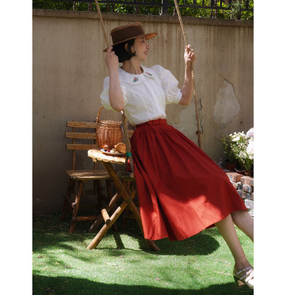 Scarlet movie actress Hepburn skirt