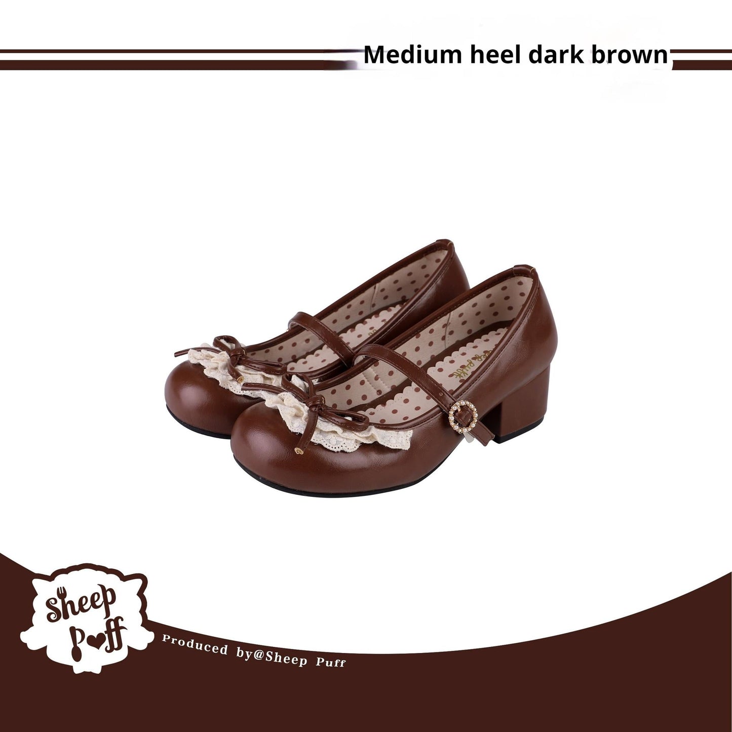 Sheep Puff - Young Layla - Vintage Lolita Shoes Low Heel Butterfly Shoes