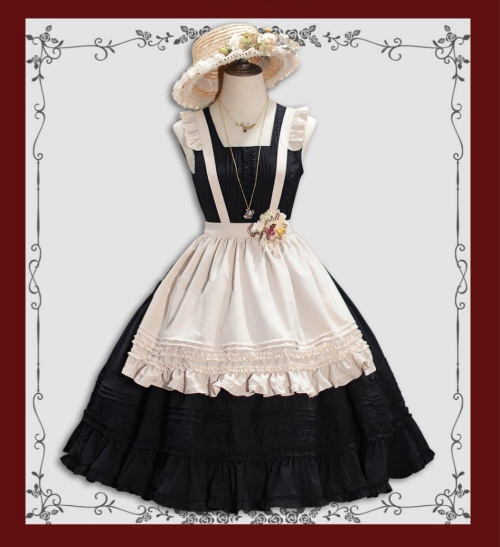 Tiny Garden - Nocturne Reminiscence - Elegant Lolita JSK Dress Multi-Wear Apron Dress Set