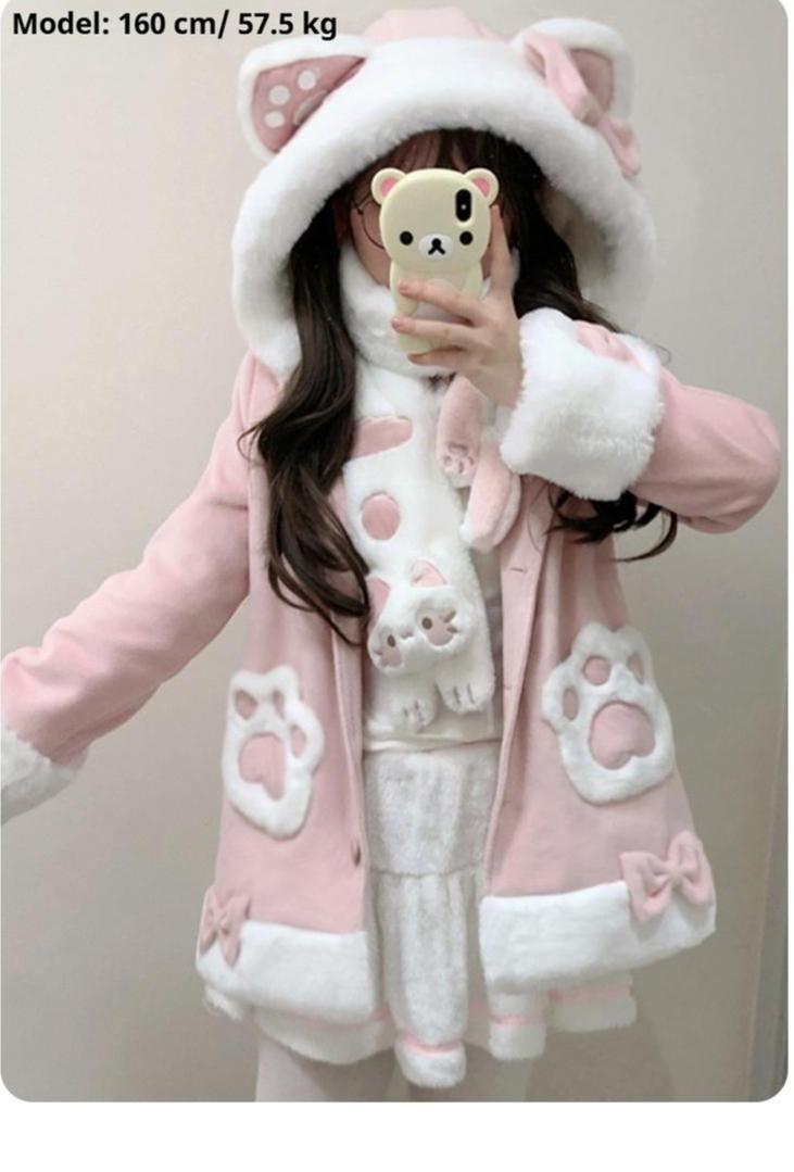 ZhiJinYuan - Calico Cat - Kawaii Lolita Plush Coat Lovely Warm Winter Coat