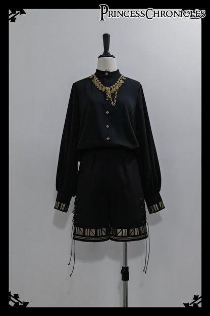 Princess Chronicles - Black Cat - Ouji Lolita Shirt Vintage Blouse