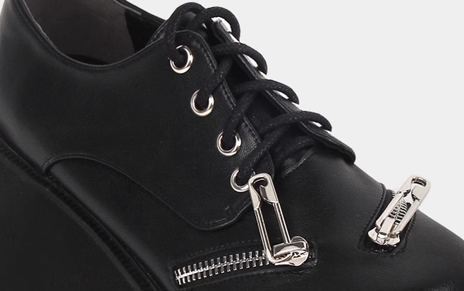 Angelic Imprint - Punk Lolita Round Toe Black Platform Shoes