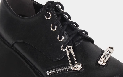 Angelic Imprint - Punk Lolita Round Toe Black Platform Shoes