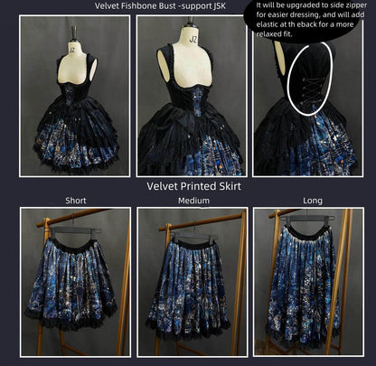 SUSIN - Night Traveler - Classic and Elegant Gothic Dress with Colorful Window Prints