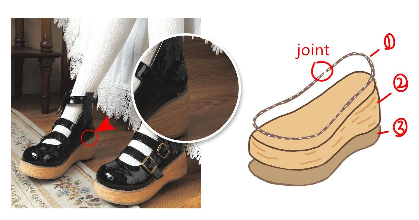 MODO - Retro Lolita Round Toe Wood Bottom Shoes