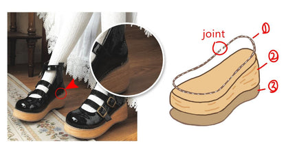 MODO - Retro Lolita Round Toe Wood Bottom Shoes