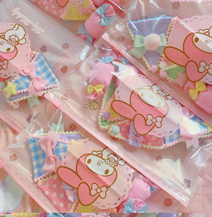 Cheese Cat - Sweet Lolita Plaid Candy Bow Flags Brooch