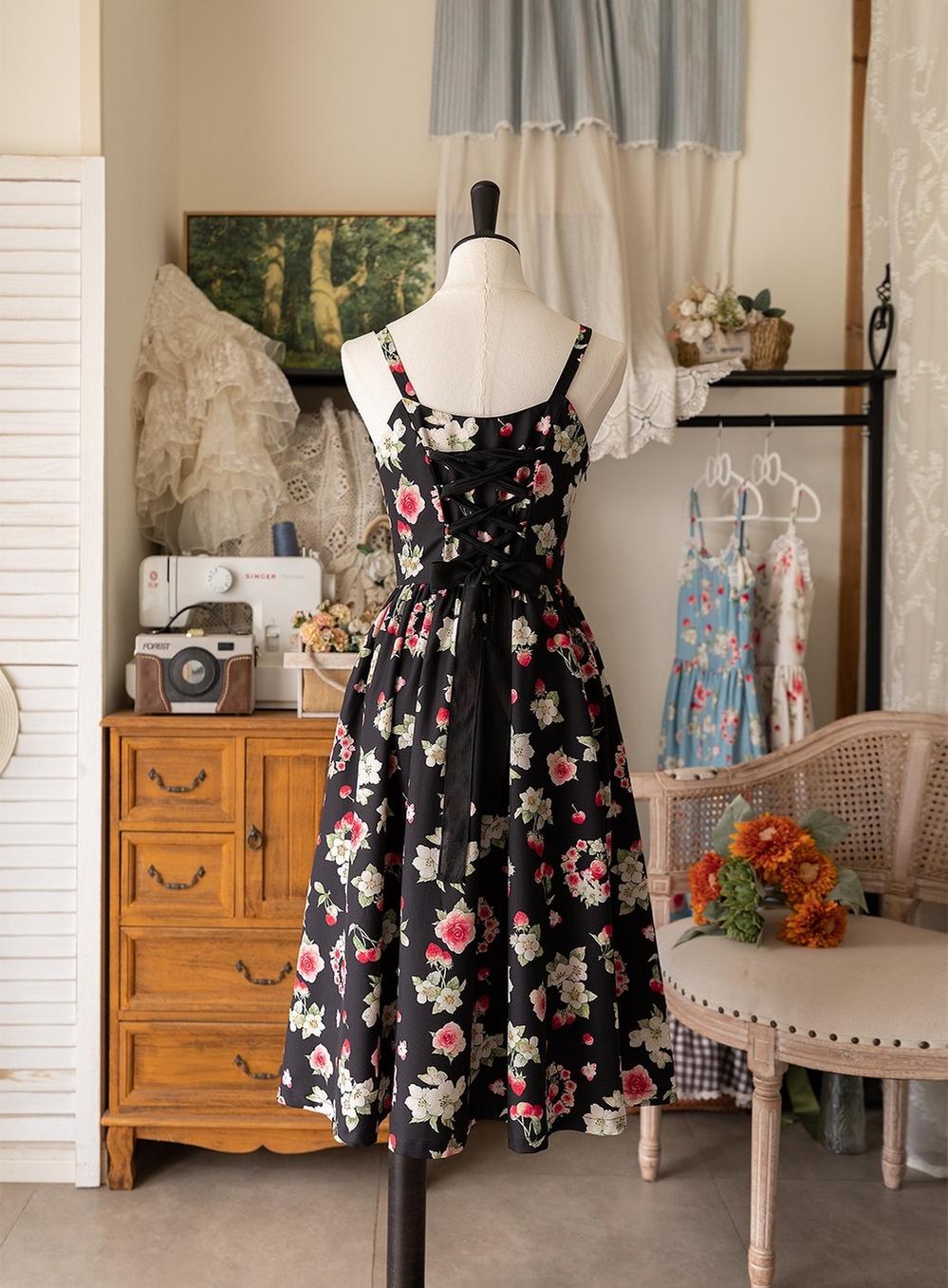 Forest Wardrobe - Summer Berry Picture Book - Floral Printed Classic Lolita JSK Dress