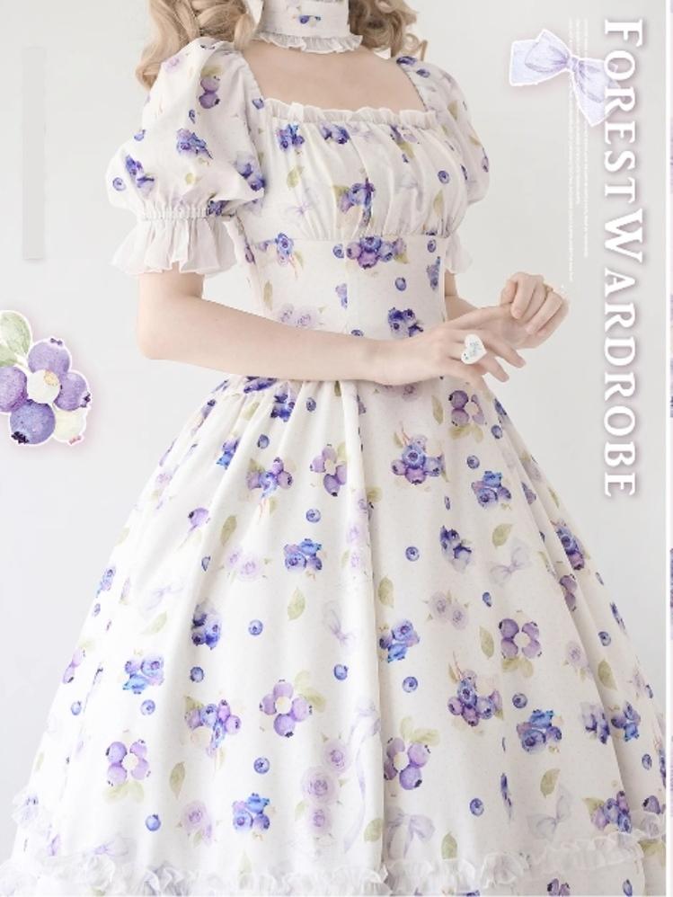 Forest Wardrobe - Forest Basket - Classic Lolita OP Dress Floral Print