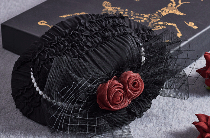 Sugar Time - Gothic Lolita Burgundy Hair Accessory