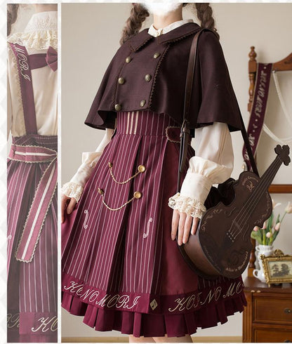 Forest Fluorescent Carps - Classic Lolita Salopette Set Violin Preppy Style Dress