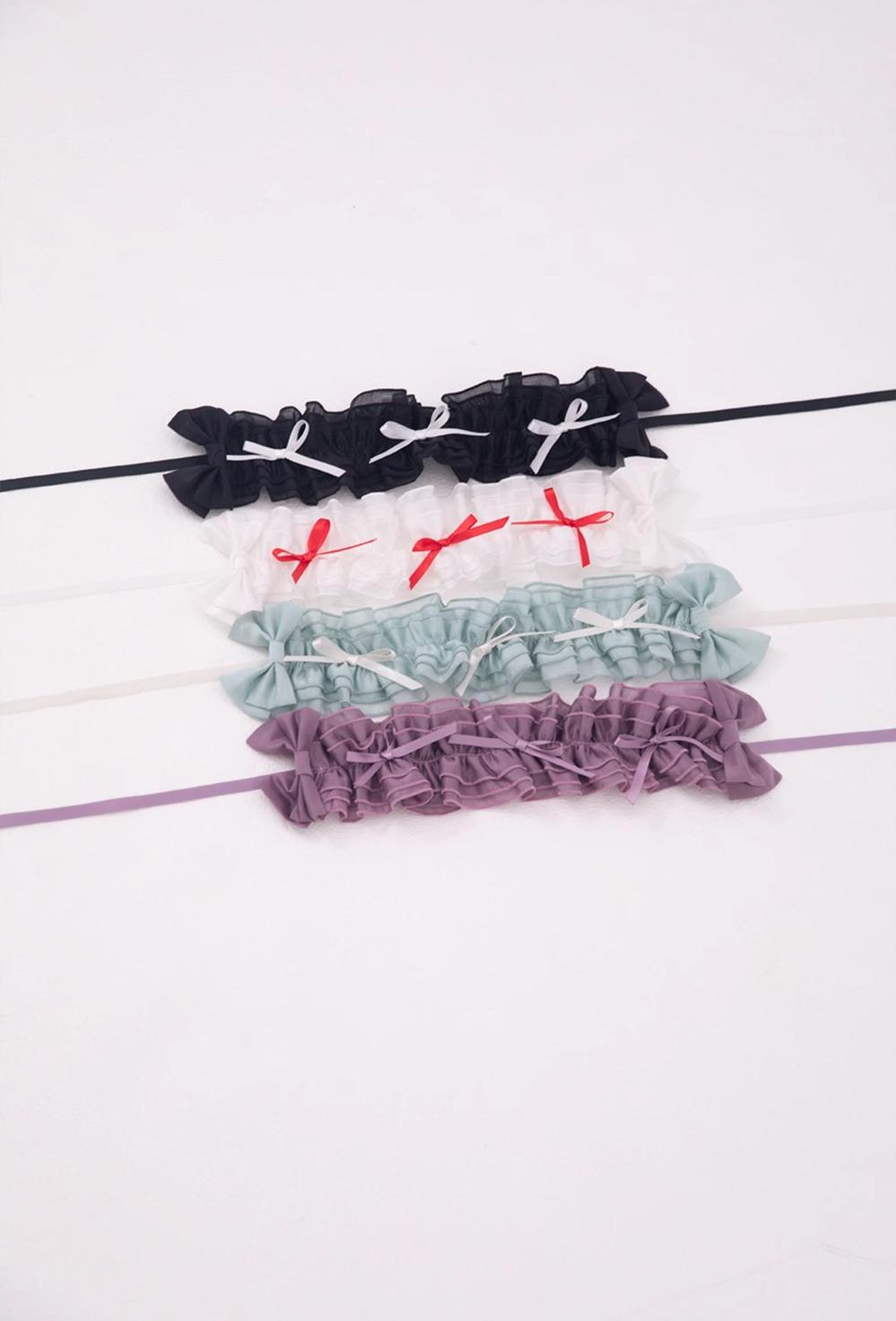 ZJstory - Sonnet Summer - Sweet Lolita Accessory Set Bow KC Hairband Waist Tie