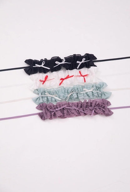 ZJstory - Sonnet Summer - Sweet Lolita Accessory Set Bow KC Hairband Waist Tie