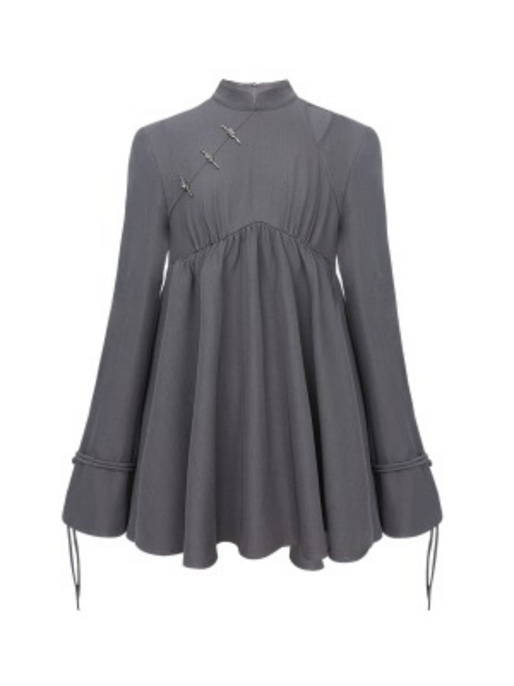 Mao Collar Switching Peplum Tops & Mermaid Skirt【s0000004393】