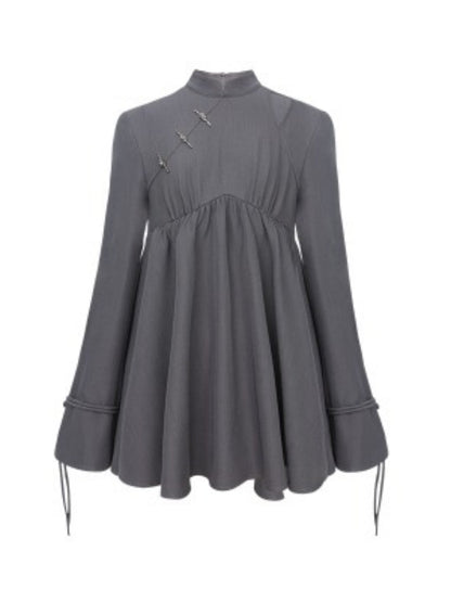 Mao Collar Switching Peplum Tops & Mermaid Skirt【s0000004393】