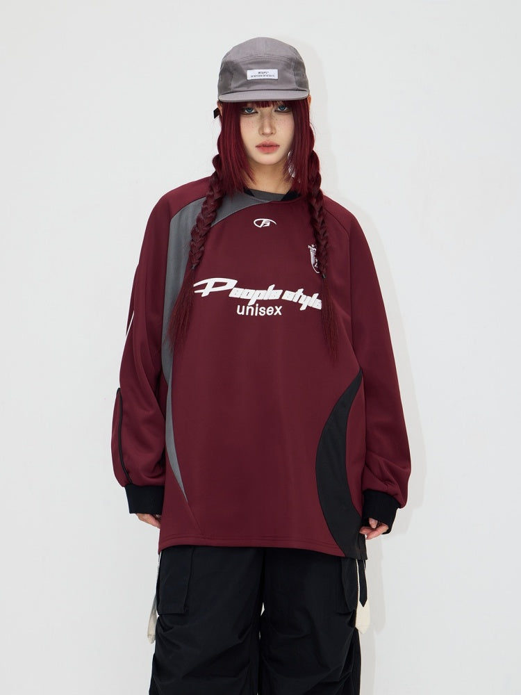 Football Contrast Color Splicing Embroidery Sweat【s0000004197】