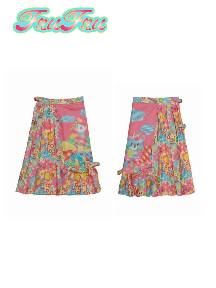 Retro Deer Print Slim Pleated Skirt【s0000006675】