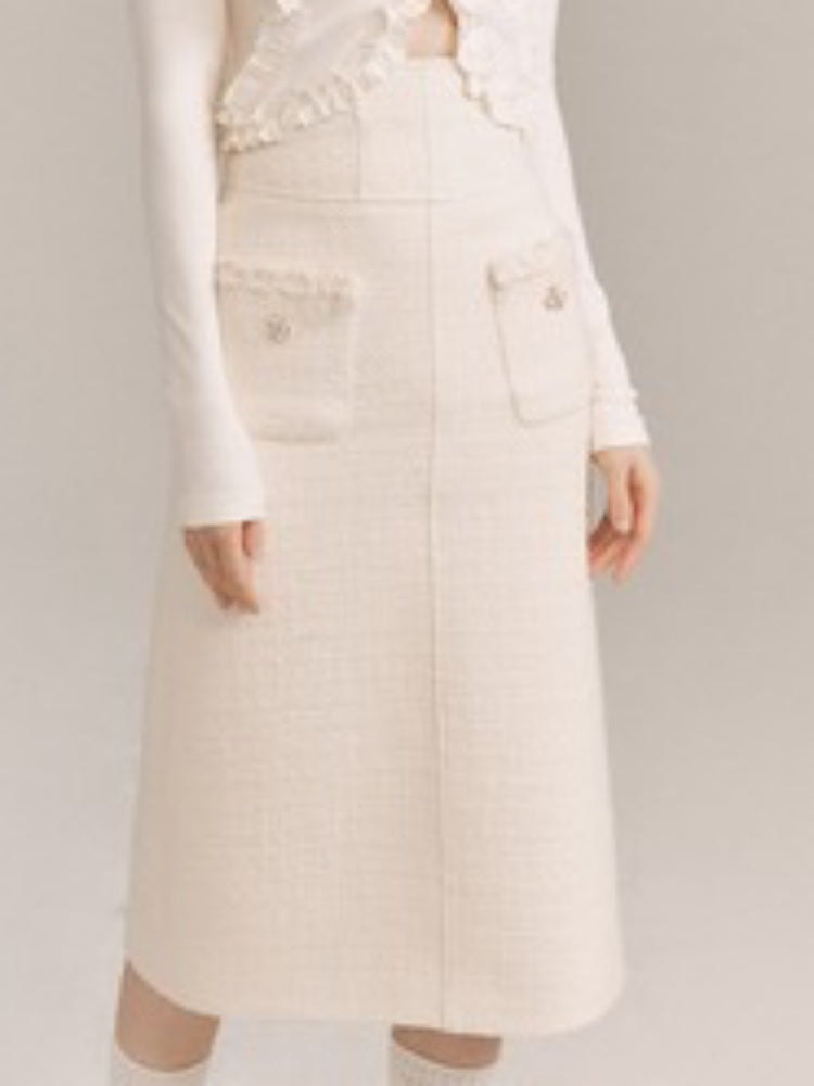 Wool Weave Lazy Bouquet Button Frills Jacket & Skirt【s0000003857】