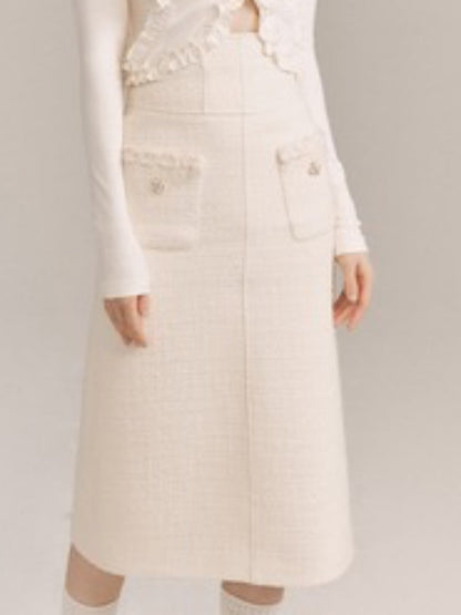 Wool Weave Lazy Bouquet Button Frills Jacket & Skirt【s0000003857】