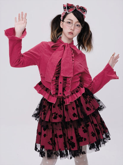 Showa Retro Sweet & Cute Bowknot Frilled Lolita Shirt【s0000003181】