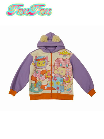 Cartoon Print Plus Velvet Hoodie【s0000006676】