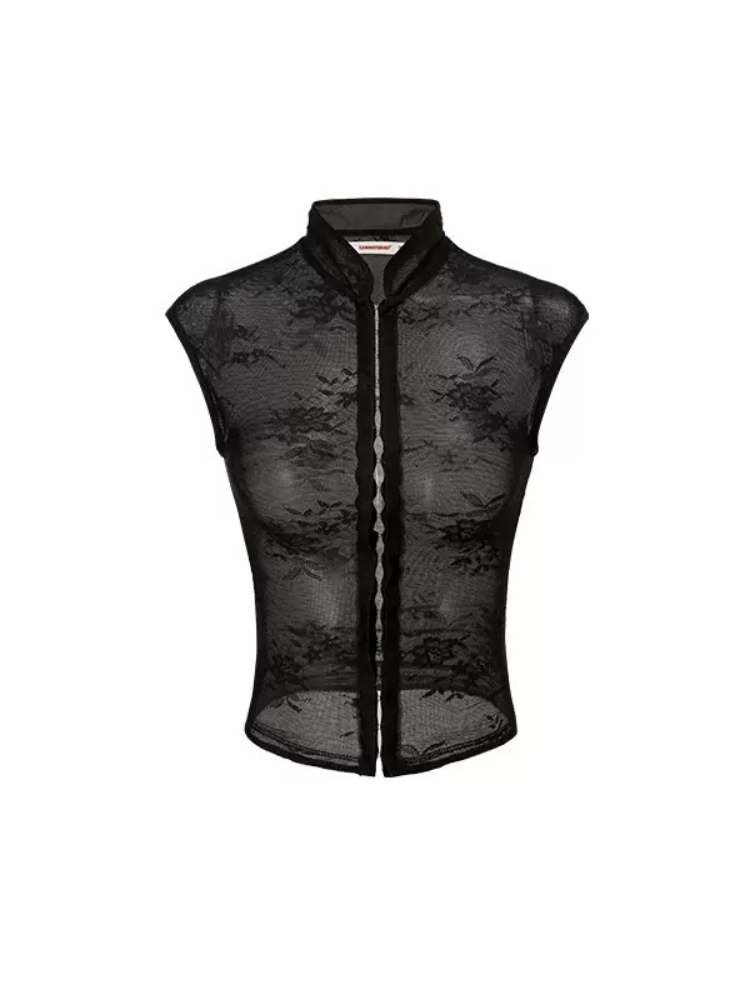 Mesh Lace Cheongsam Blouse & Skirt Set【s0000009176】