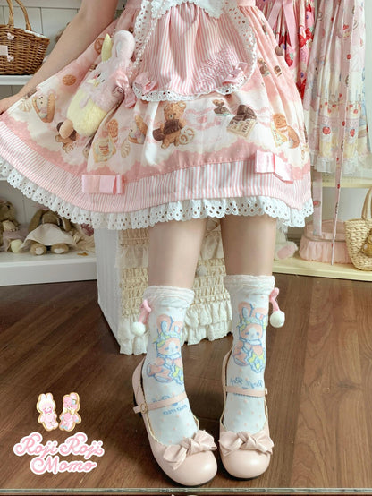 Roji Roji - Kawaii Lolita Mid-Calf Socks, Rabbit Print