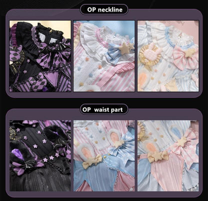 Forest Fluorescent Carps - Ouji Lolita OP Dress Circus Lolita Strip Prince Suit