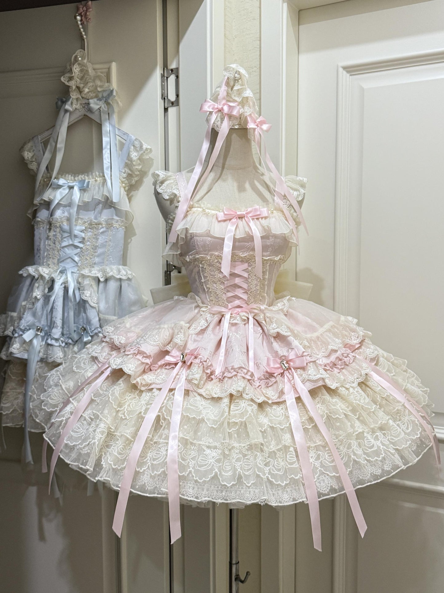 Sugar Girl - Ribbons of Love - Sweet Lolita JSK Dress, Tiered Ruffles