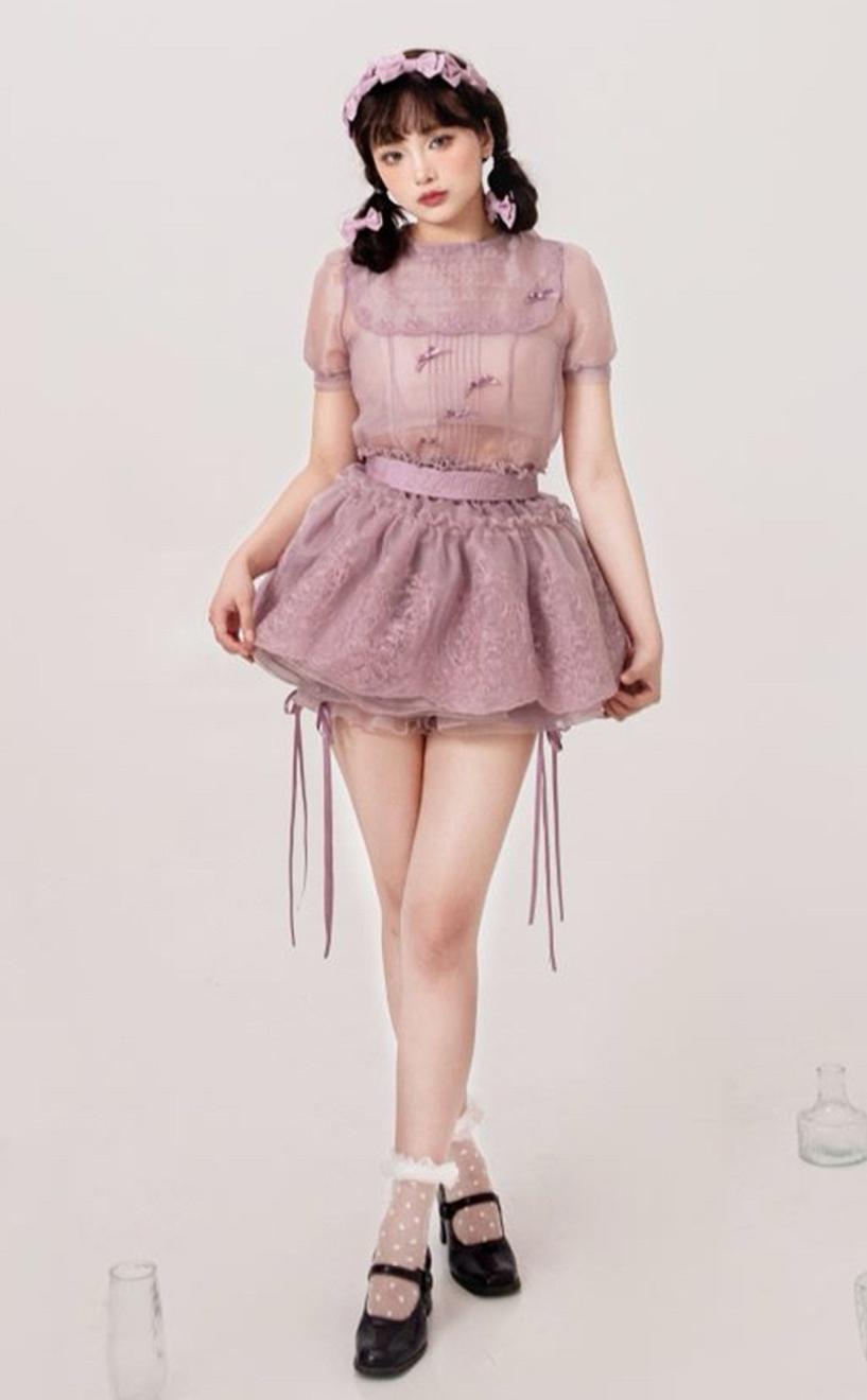 ZJstory - Sonnet Summer - Sweet Lolita Dress Set Embroidery Shirt Tiered Jumper Dress
