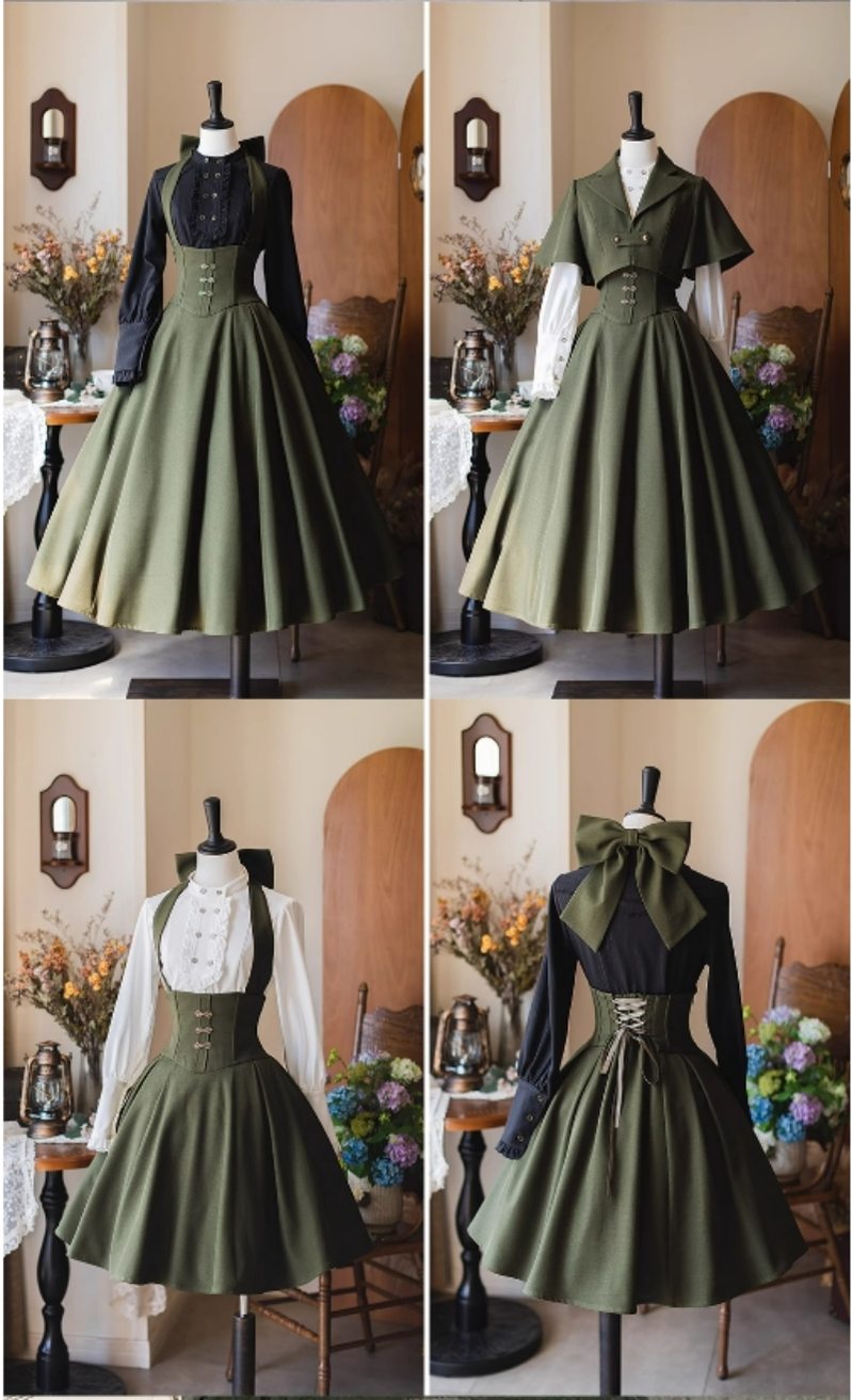 Forest Wardrobe - Vintage Lolita Fishbone Halter SK, Autumn Jacket