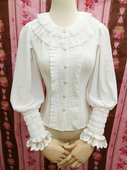 Yilia - Classic Lolita Chiffon Blouse, Bishop Sleeves