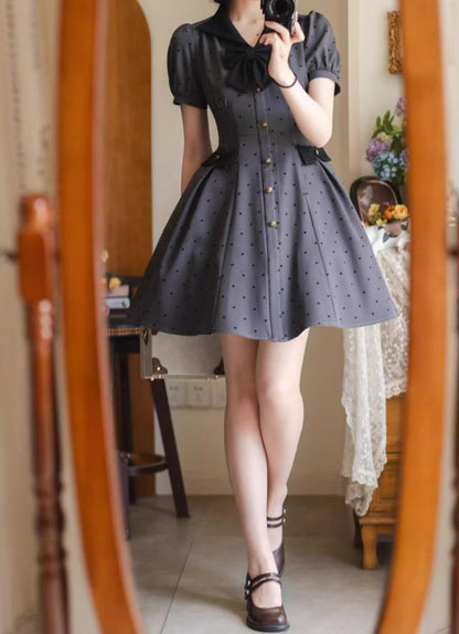 Forest Wardrobe - Forest Polka-Dot - Classic Lolita OP Dress With Polka Dots & Pockets