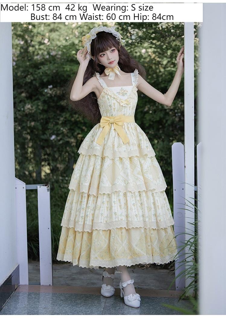 With PUJI - Letter and Poetry Sunflower Matters - Country Lolita JSK Embroidered Printed Lolita Dress