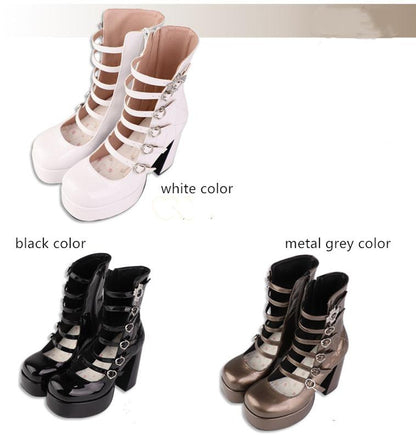Pure Tea For Dream - Cross Buckle Punk Lolita Shoes