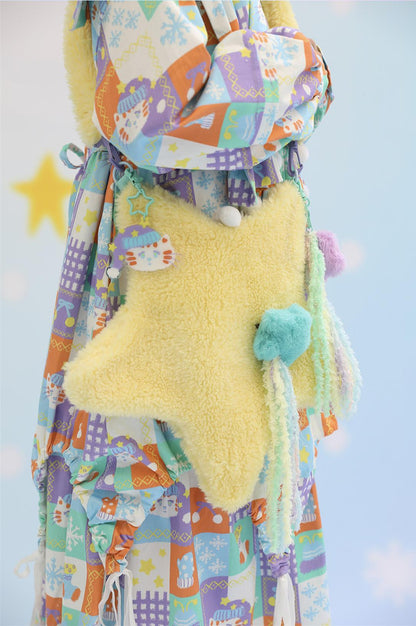 Frufru - Cute Lolita Bag Cartoon Stars Yellow Plush Bag