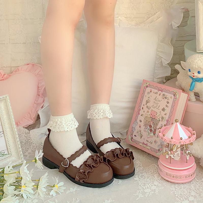 Sheep Puff - Mei Lulu - Lolita Japanese Lace Single Shoes