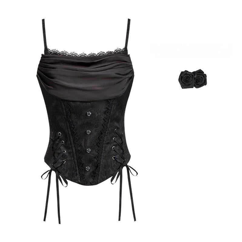 With PUJI - Letter and Poetry ﾂｷ Twilight - Black Gothic Lolita Skirt Set, Witch-Inspired