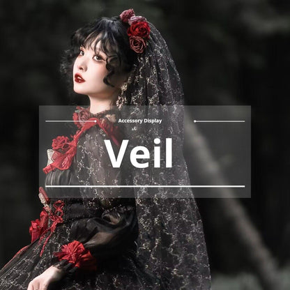 Uncle's Workshop - Night of Berea - Gothic Lolita OP Black and Red Lolita Dress