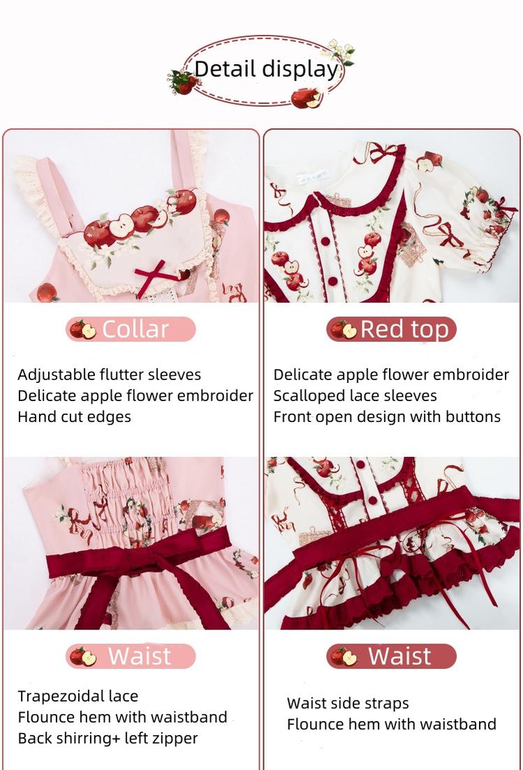 With PUJI - Apple Orchard - Country Lolita SK Embroidered Twins Lolita Top Skirt