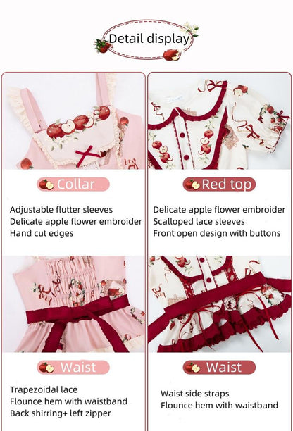 With PUJI - Apple Orchard - Country Lolita SK Embroidered Twins Lolita Top Skirt