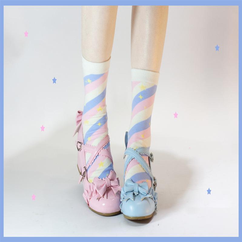 Yukine's Box - Macaron Lolita Cute Stripe Socks