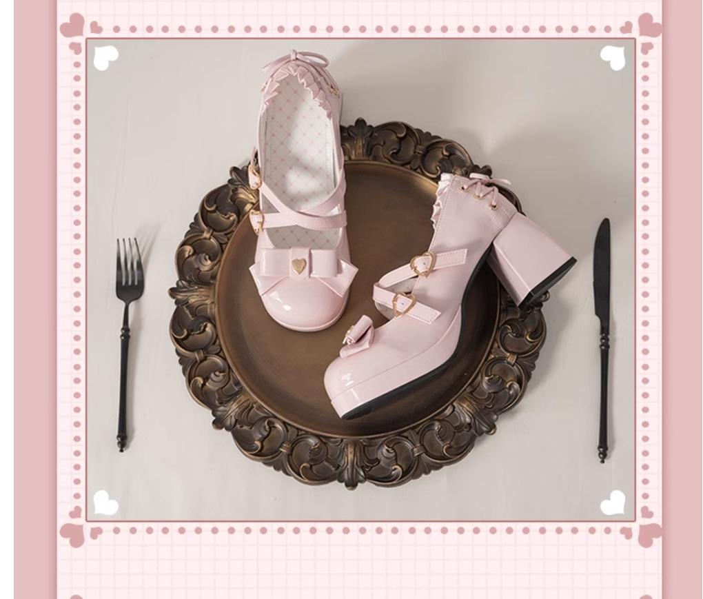 Milk Bun Bunny - Sweet Lolita High Heel Bow Princess Lolita Shoes