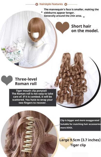 Sinwavy - Vintage Lolita Wig Double Ponytail Roman Roll Hair