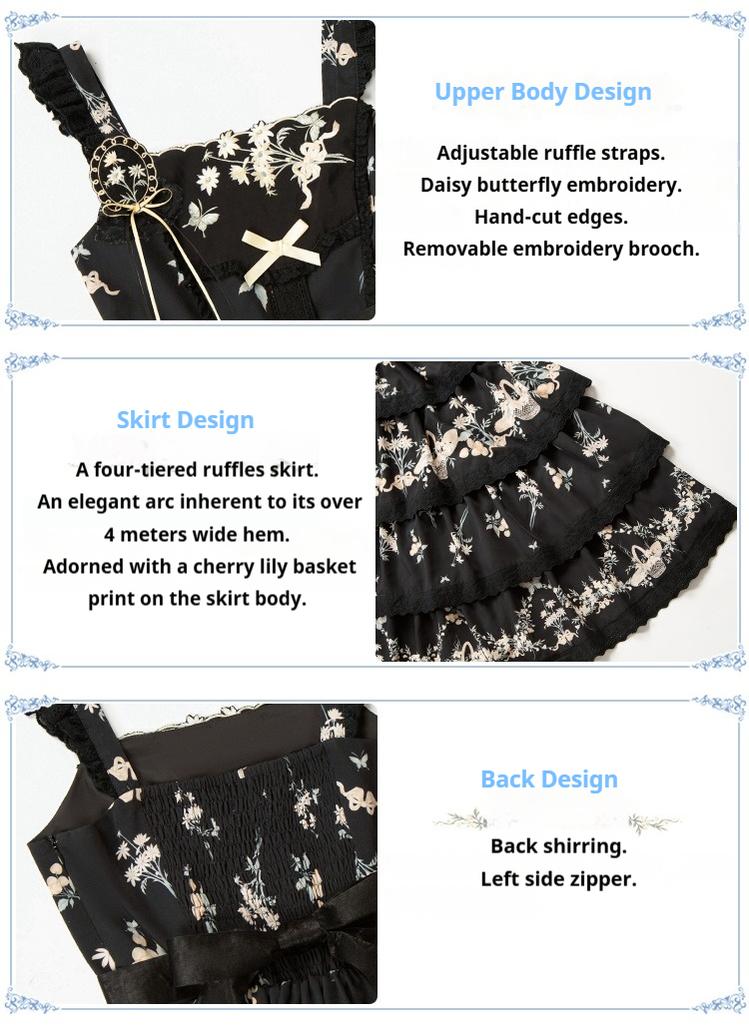 With PUJI - Letter and Poetry - Classic Lolita JSK Suit Four-tiered Twins Dress