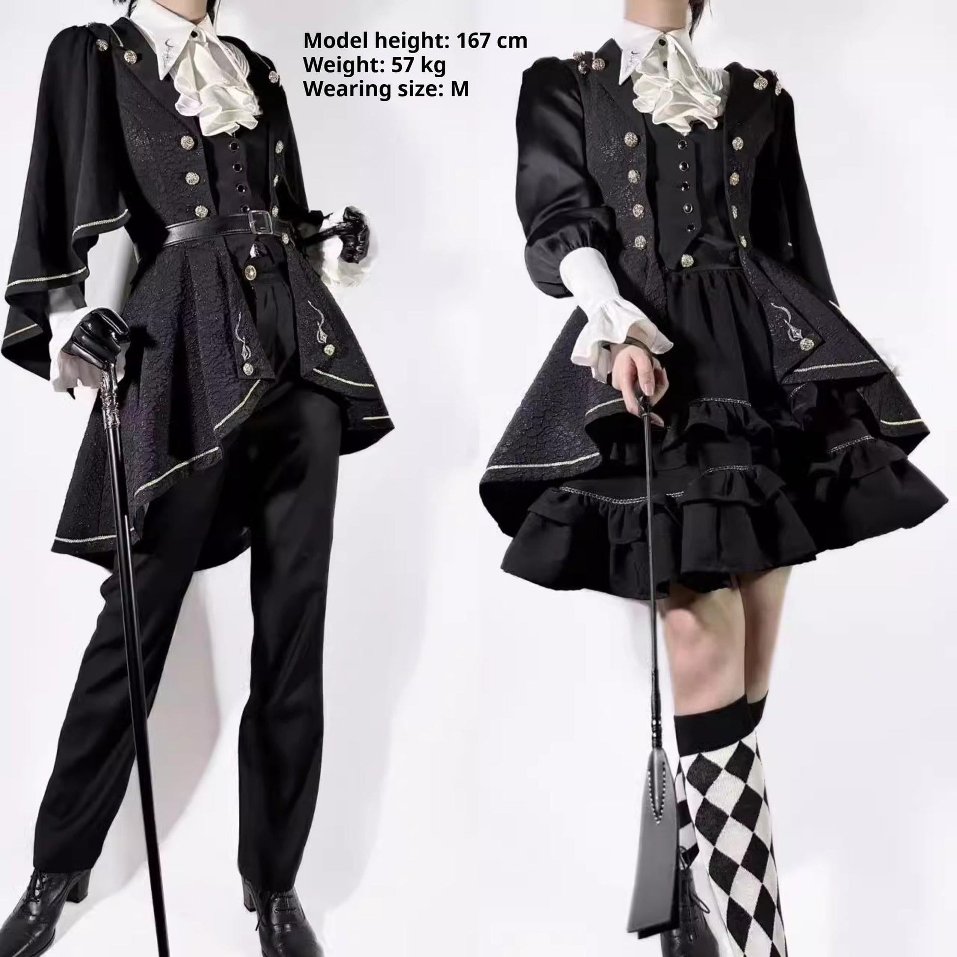 SilentMars - Fallen Moon Rule - Military Lolita Shirt Set Retro Knight Style Blouse